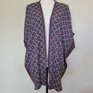 Max Studio S/M Kimono Cardigan Cover Up Medallion Beach Boho Festival
